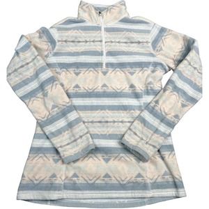 EDDIE BAUER Pullover Womens Small 1/4 Zip Polyester Fleece Sweater Aztec